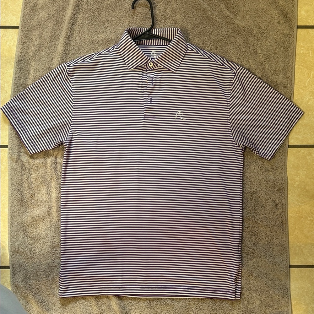 Rhoback Navy and White Striped Polo
